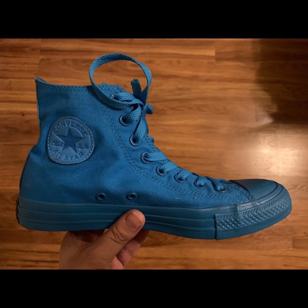Blue monochrome converse high tops